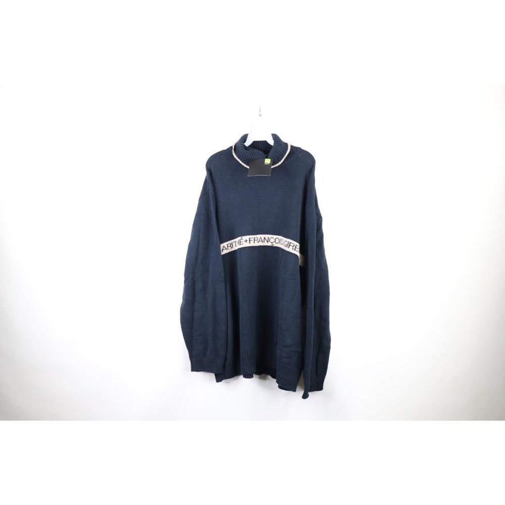 NOS Vintage 90s Marithe Francois Girbaud 2XL Spell Out Knit Turtleneck Sweater